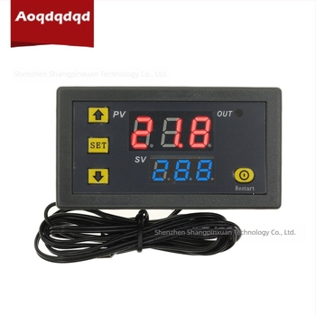 W3230 Két kijelzős hőmérséklet-szabályozó digitális termosztáttal, modul a hőmérséklet-szabályozáshoz, 12V/24V/220V
