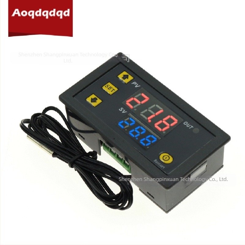 W3230 Két kijelzős hőmérséklet-szabályozó digitális termosztáttal, modul a hőmérséklet-szabályozáshoz, 12V/24V/220V
