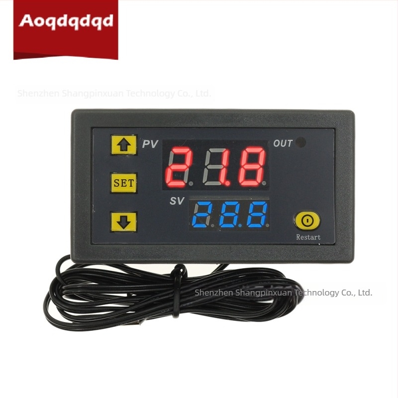 W3230 Két kijelzős hőmérséklet-szabályozó digitális termosztáttal, modul a hőmérséklet-szabályozáshoz, 12V/24V/220V