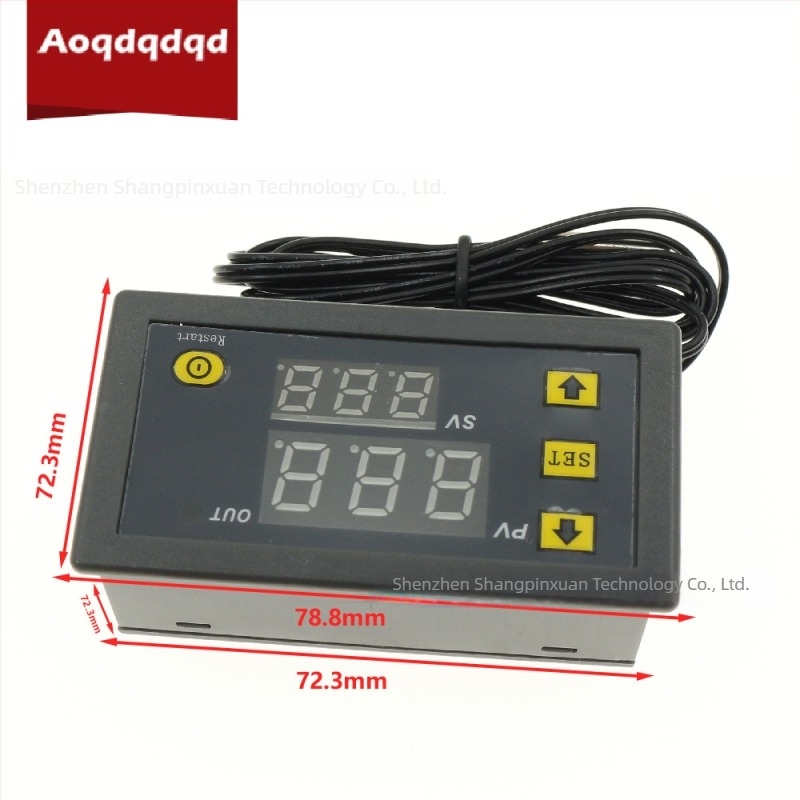 W3230 Két kijelzős hőmérséklet-szabályozó digitális termosztáttal, modul a hőmérséklet-szabályozáshoz, 12V/24V/220V