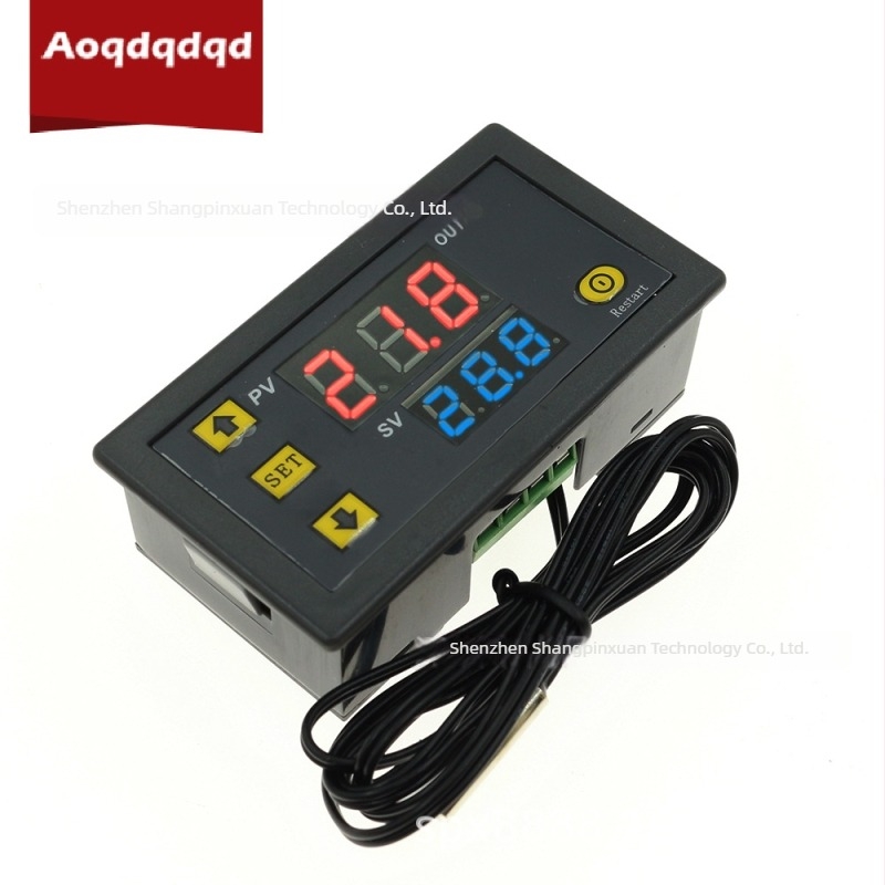 W3230 Két kijelzős hőmérséklet-szabályozó digitális termosztáttal, modul a hőmérséklet-szabályozáshoz, 12V/24V/220V