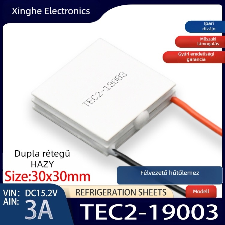 HAZY Xinghe TEC2-19003 két rétegű félvezető hűtőchip, ipari kategória, ultra alacsony hőmérséklet, 30×30 mm