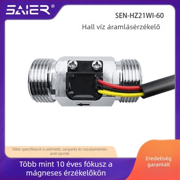 Rozsdamentes acél vízáram-szenzor Hall-effektussal, 1/2 hüvelykes csatlakozás, keringető vízrendszerhez