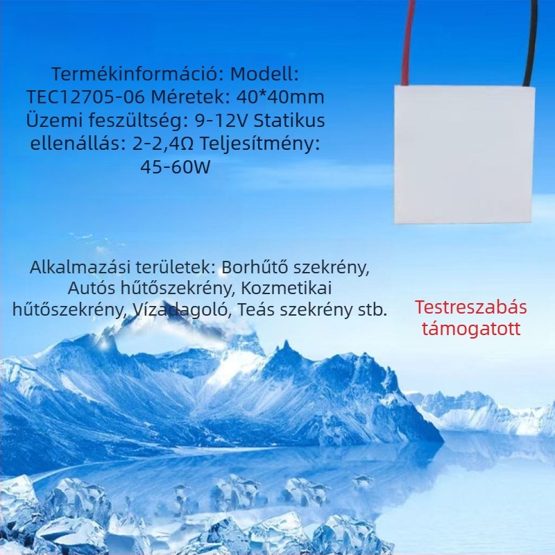 40×40 TES12703 félvezető hűtőchip vörösboros szekrényhez, vízadagolóhoz és autóhűtőhöz