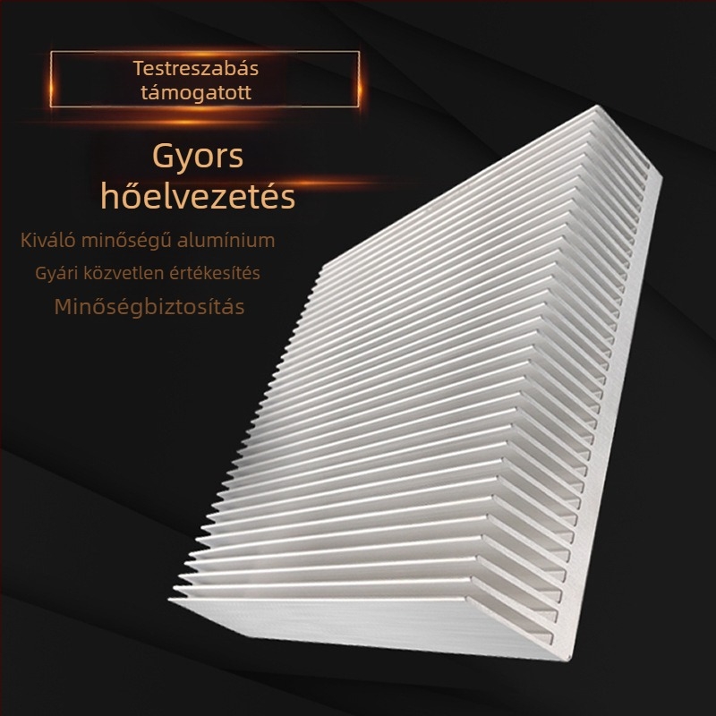 Alumínium hőelvezető radiátor, profil 6063, sűrű bordázatú, nagy teljesítmény, 200×45 mm, Shengtian