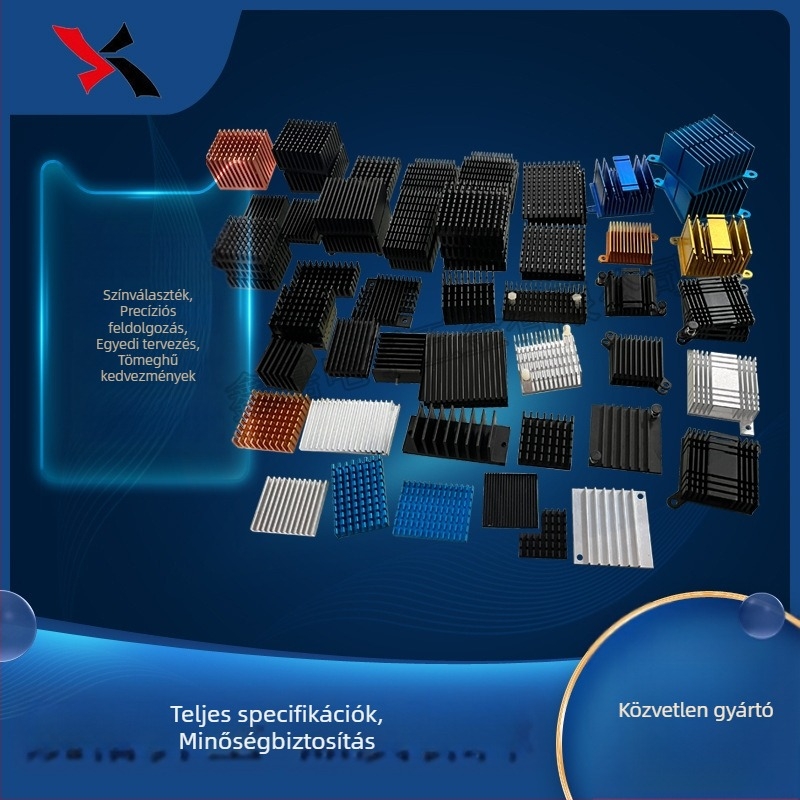 Nagy teljesítményű alumínium hűtő IC-khez, routerekhez, grafikus kártyákhoz és CPU-hoz – 6063-T5 ötvözet, hatékony hőelvezetés