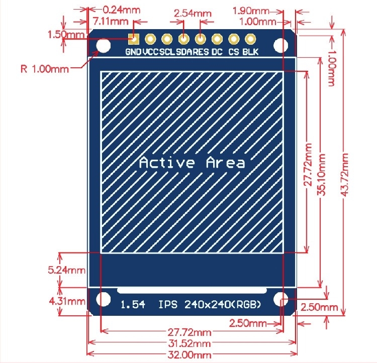 Új 1,54 hüvelykes IPS TFT LCD színes kijelző modul SPI soros interfésszel, 240x240 HD