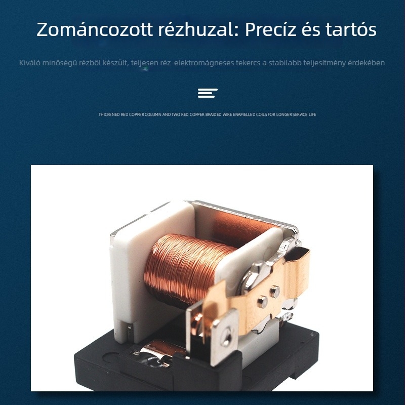 Négyérintéses NO autórelé, 12V 40A, ventilátorokhoz és klímaberendezésekhez, kábelezett csatlakozóval