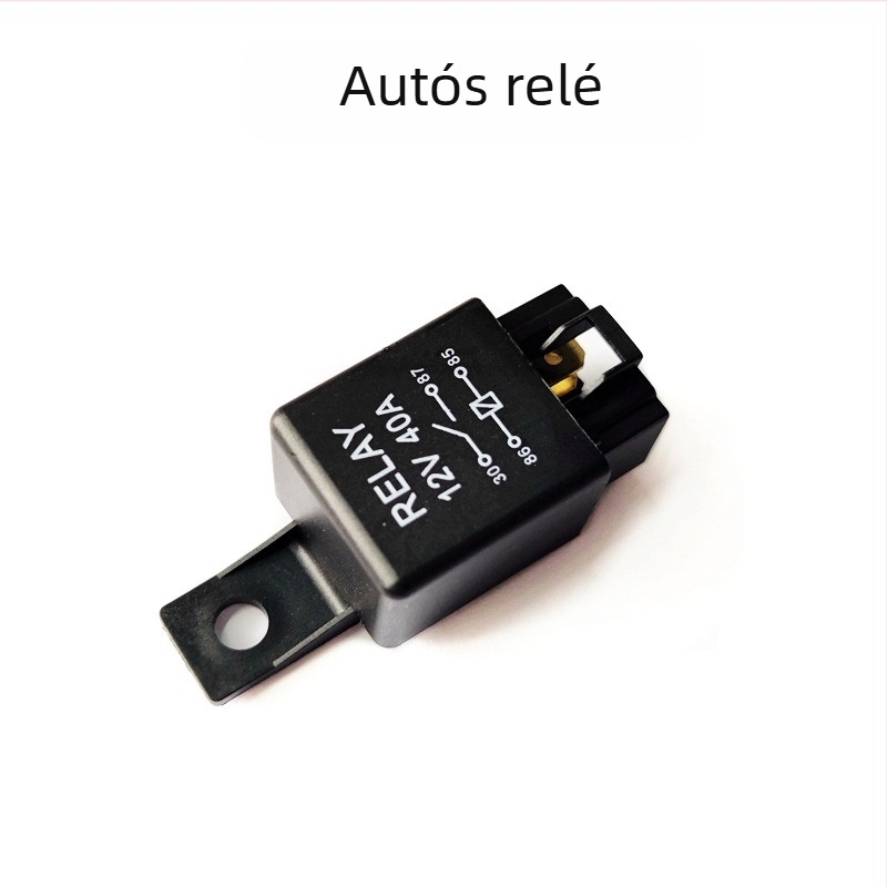 DC-relé, autóipari relé, általános célú relé, 12V 40A, 4 tűs, aljzattal és kábellel