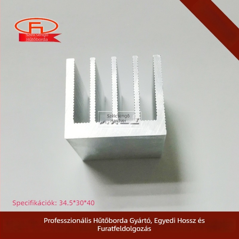 Elektronikai alumínium hűtő, 35 × 30 × 100 mm, PCB és teljesítménytranzisztorok számára, extrudált alumínium profil