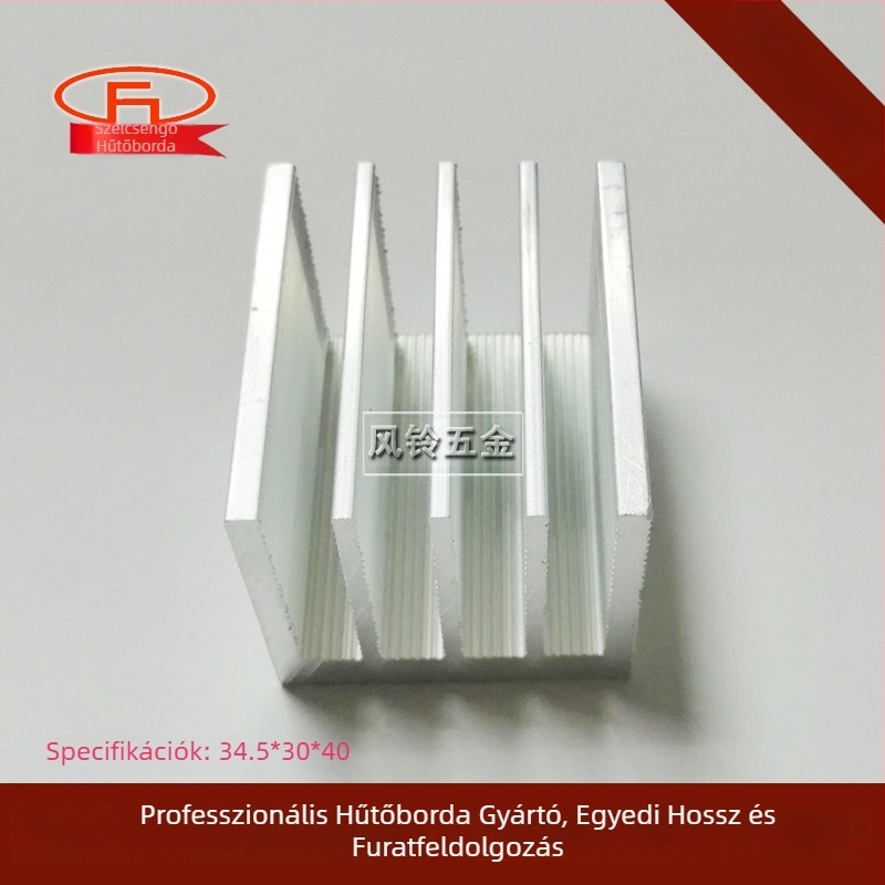 Elektronikai alumínium hűtő, 35 × 30 × 100 mm, PCB és teljesítménytranzisztorok számára, extrudált alumínium profil