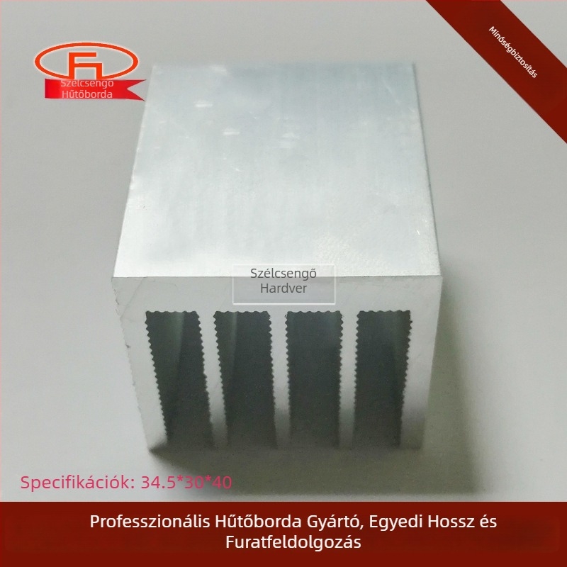 Elektronikai alumínium hűtő, 35 × 30 × 100 mm, PCB és teljesítménytranzisztorok számára, extrudált alumínium profil