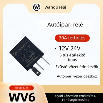 Wang Li WV6 30A 5-pin autórelé ventilátorhoz, klímaberendezéshez és olajpumpához, 12V/24V lila HFV6