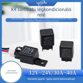 Koersted autóklímás relé 40A, hűtő elektronikus ventilátor, 4-pin csatlakozó, 12V/24V