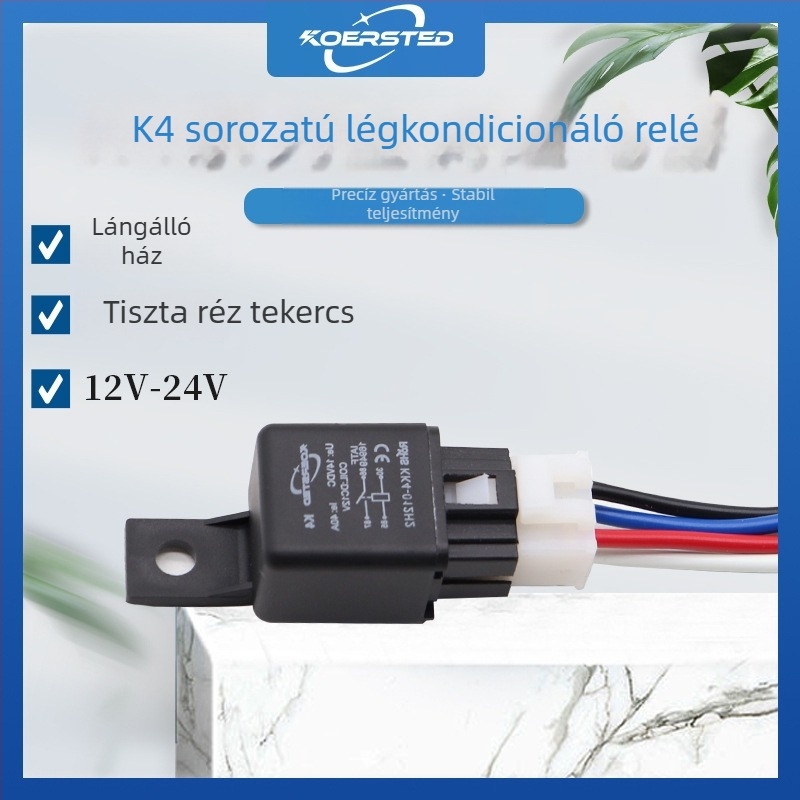 Koersted autóklímás relé 40A, hűtő elektronikus ventilátor, 4-pin csatlakozó, 12V/24V