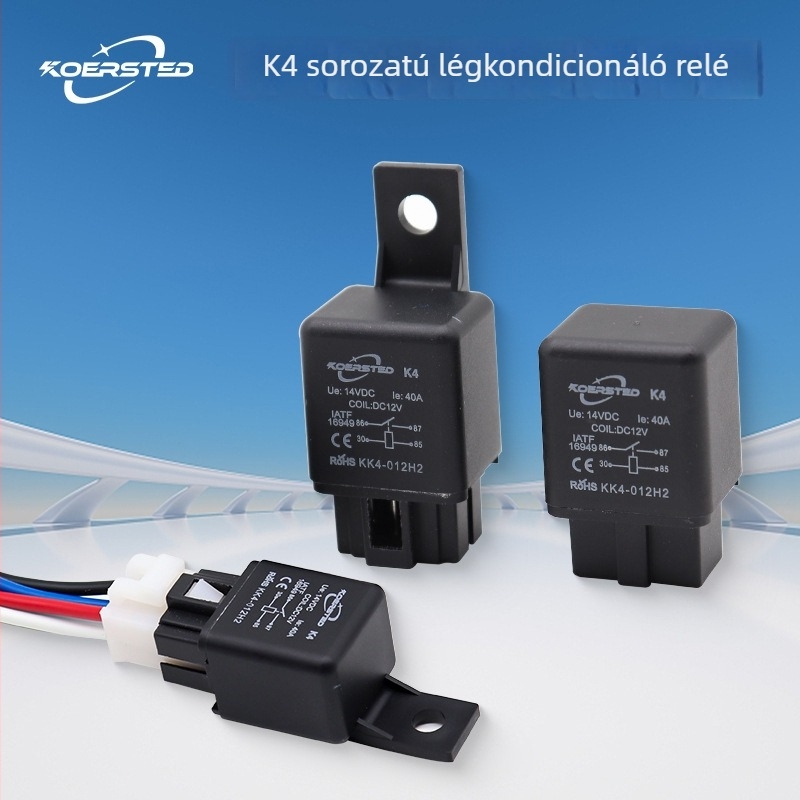 Koersted autóklímás relé 40A, hűtő elektronikus ventilátor, 4-pin csatlakozó, 12V/24V