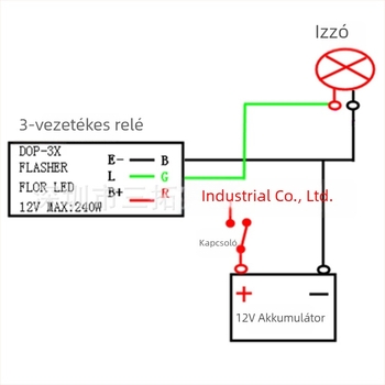 3-vezetékes LED villogó relé autó- és motorkerékpárhoz, LED irányjelzőkhöz, modell DOP-3X, 12V