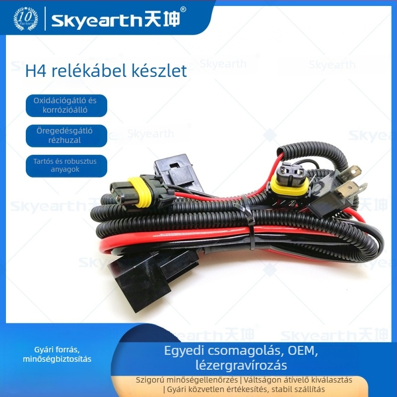 H4 Xenon HID relé vezeték-készlet, 40A, 12V ködlámpákhoz