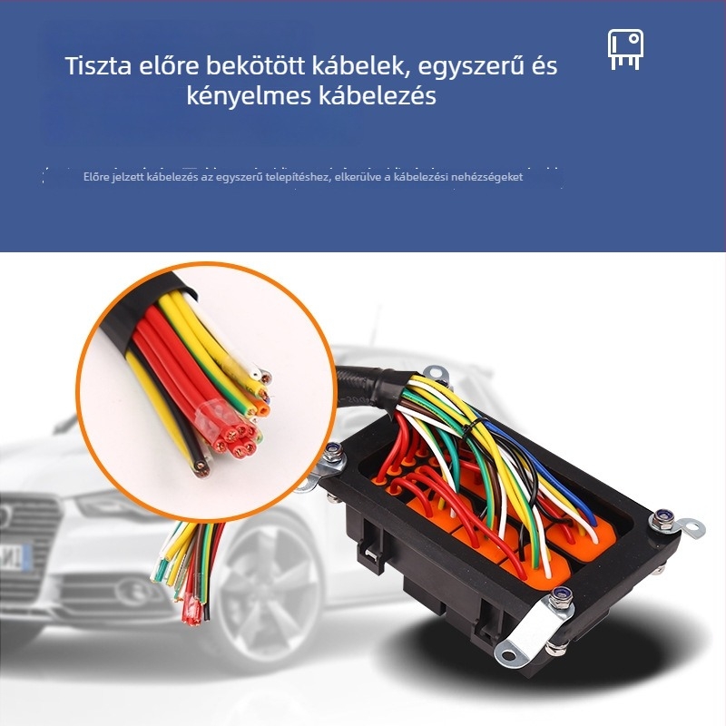 Vízálló 6-utas autórelé-doboz előre bekötött biztosítéktáblával