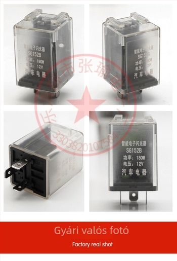 Autó- és motorkerékpár univerzális LED villogó relé, 12V, 3 tűs