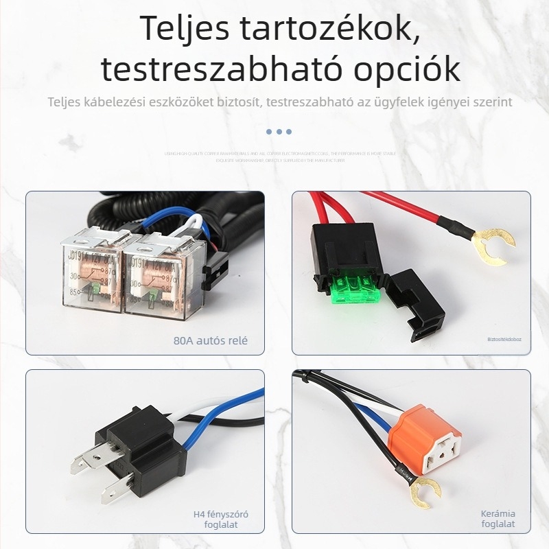 12V/24V autó fényszóró erősítő kábel H4 – közel- és távoli fény erősítéséhez
