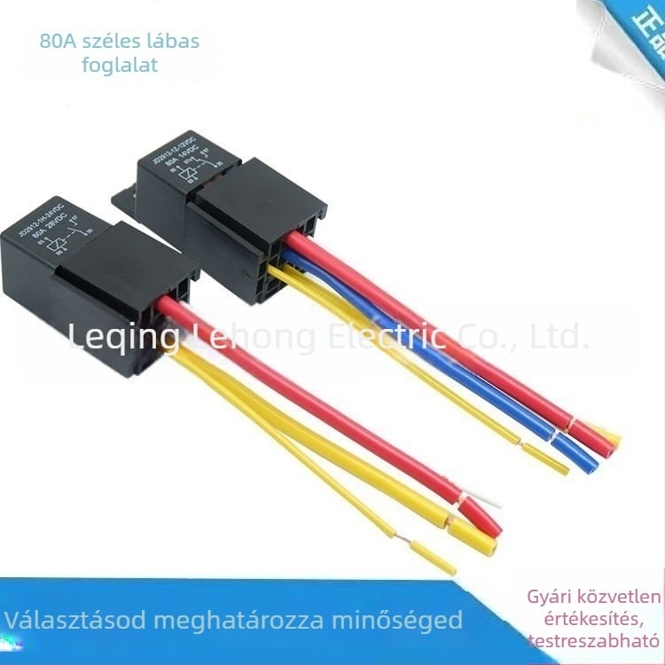 Autó relé aljzat, 80A, 12V/24V, 4‑pin és 5‑pin, normálisan nyitott és normálisan zárt, JD2912