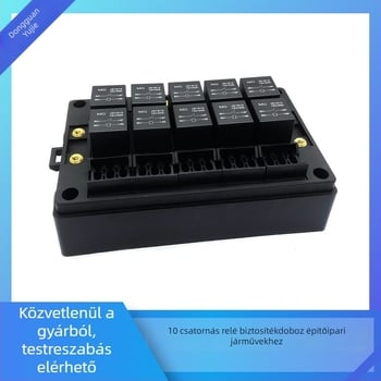 10-csatornás relés általános vezérlődoboz járművek biztosítékdobozához DC-relé áramkörrel, modell YJ-JEEP59 (Yujie)