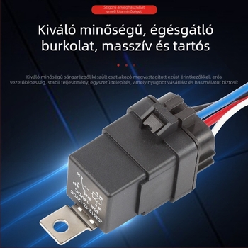 Vízálló integrált autórelé 40A, reléfoglalat kábelköteggel, kürt csatlakozó, 12V