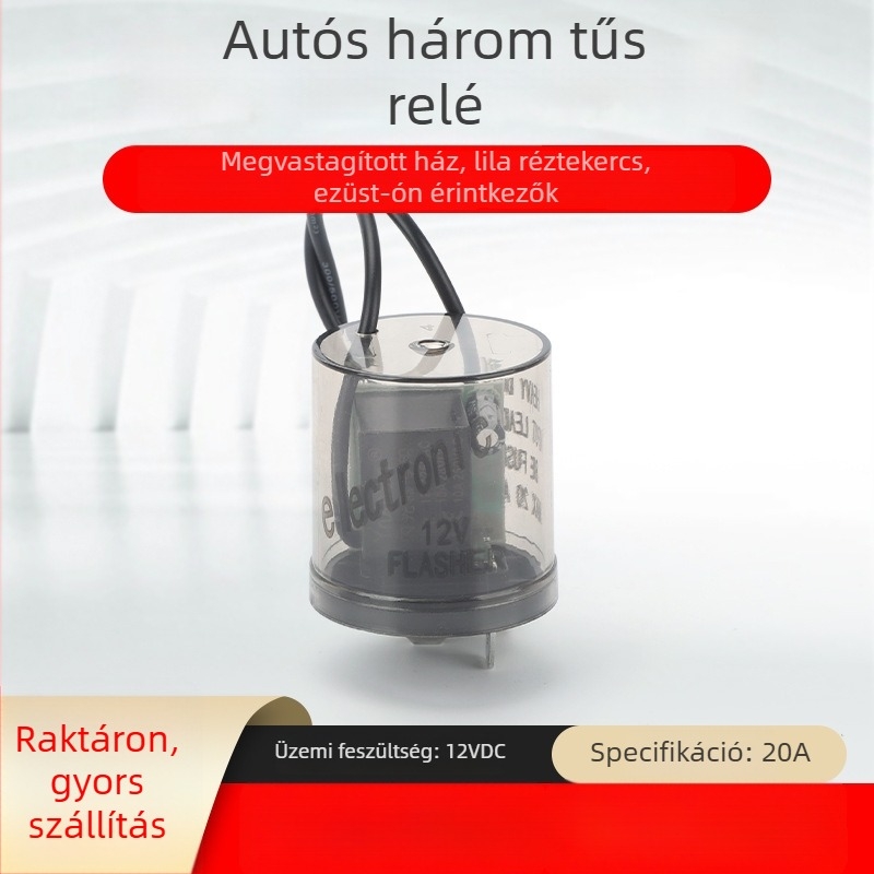 Háromtűs elektronikus villogó 12V/24V-os járművekhez, univerzális teherautó irányjelző