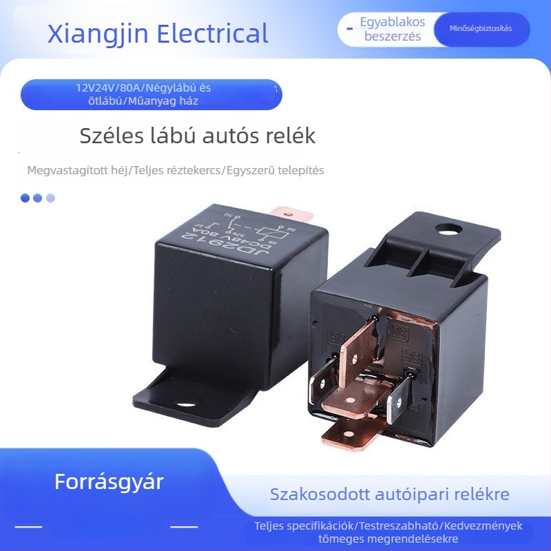 JD2912 DC12V24V széles lábú műanyag hátú autó relé, 4‑pontos és 5‑pontos