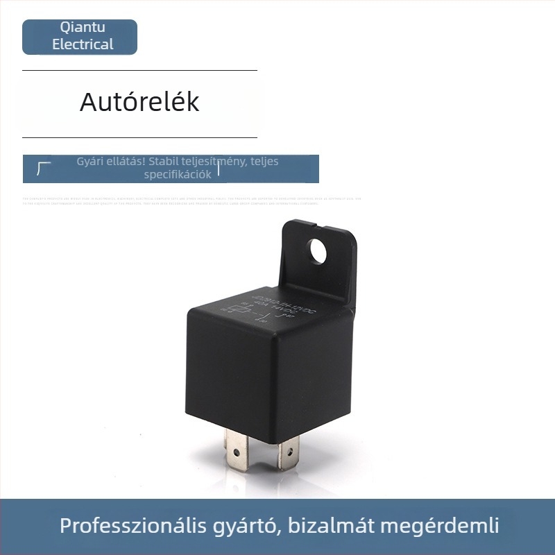 JD1912 Magas teljesítményű autórelé, 40A, 4 lábú, normálisan nyitott érintkező, átkapcsoló típus, 12V DC