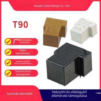 45A DC T90 relé, kompakt négy lábú, NO/NC, közvetlen dugaszolás, 12V/24V, nagy áram