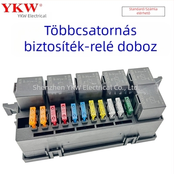 Autóközponti vezérlőegység relé dobozzal, többsávos biztosítékkal, kábelezés, módosított reflektorok és ködfények kereskedelmi járművekhez