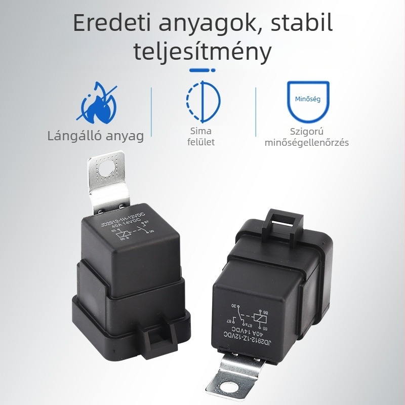 5 darabos vízálló autórelé készlet, 12V DC, 40/30A, csatlakozóval