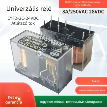 CYF2-2C-24VDC átlátszó házú 8‑tűs elektromágneses relé, 14F, ipari vezérléshez
