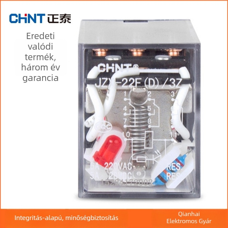 Chint kisméretű elektromágneses relé JZX-22F(D)/2Z LED kijelzővel
