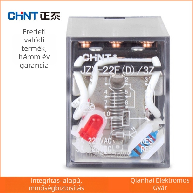 Chint kisméretű elektromágneses relé JZX-22F(D)/2Z LED kijelzővel