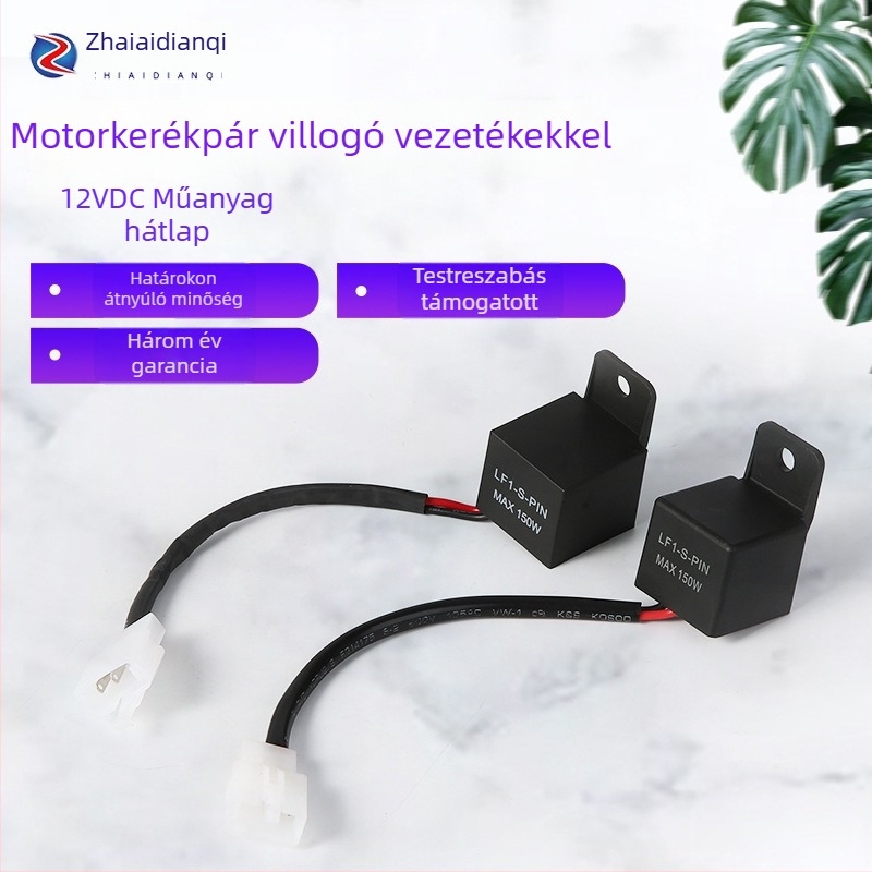 2-pontos LED villogó relé, 12V, 150W, vízálló és nedvességálló, rögzítő pánttal