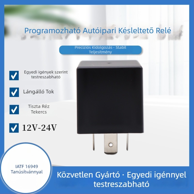 Koersted késleltető relé 12V/24V, testre szabható, 4-pin vagy 5-pin, NC nélkül