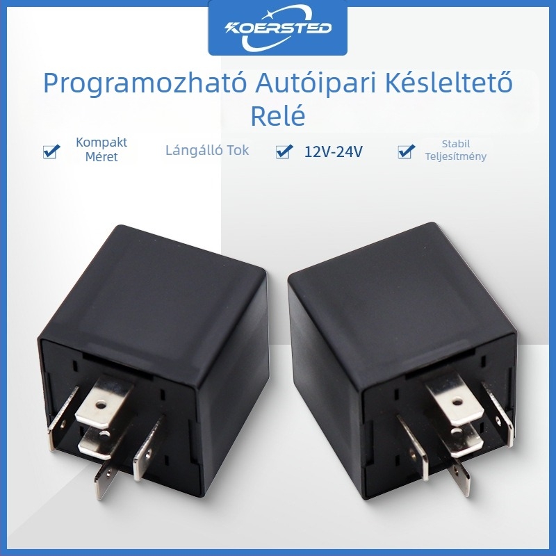 Koersted késleltető relé 12V/24V, testre szabható, 4-pin vagy 5-pin, NC nélkül
