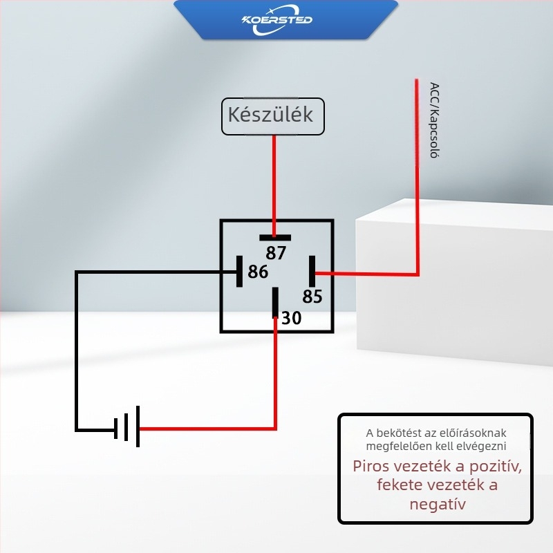 Koersted késleltető relé 12V/24V, testre szabható, 4-pin vagy 5-pin, NC nélkül
