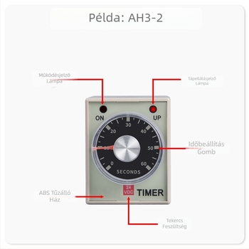 AH3-3 időrelé AH3-2-vel, 220V AC / 24V DC / 12V DC, állítható késleltetés, 8-tűs