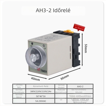 AH3-3 időrelé AH3-2-vel, 220V AC / 24V DC / 12V DC, állítható késleltetés, 8-tűs