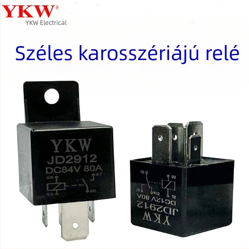 YKW JD2912 autó relé, 40A, 80A DC, 24V/48V, 4-tűs és 5-tűs, erős relé