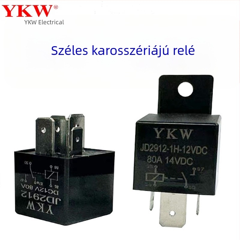 YKW JD2912 autó relé, 40A, 80A DC, 24V/48V, 4-tűs és 5-tűs, erős relé