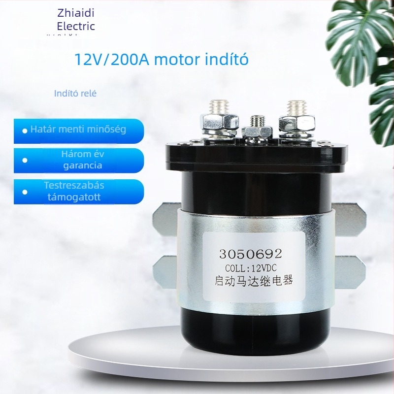 Gépjármű-relé 3050692, nagy teljesítményű, 12V/24V, 200A, motor indításához és lassításához