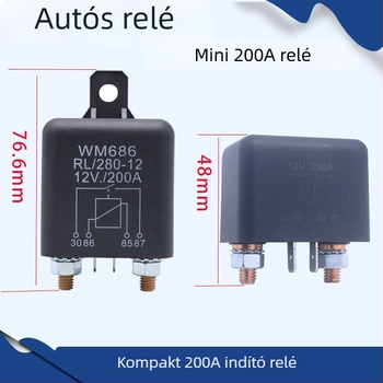 Kompakt autóvészindító energiaellátó relé, 12V/24V, 200A