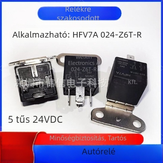 HFV7A 024-Z6T-R autó központi vezérlőpanel relé, 5‑pontos, 24V DC, 40A/10A
