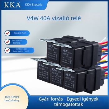 KKA Kuke’an 4-pontos és 5-pontos csatlakozó, tartóval, 12V/24V zárt, víz- és porálló autó relé 40A