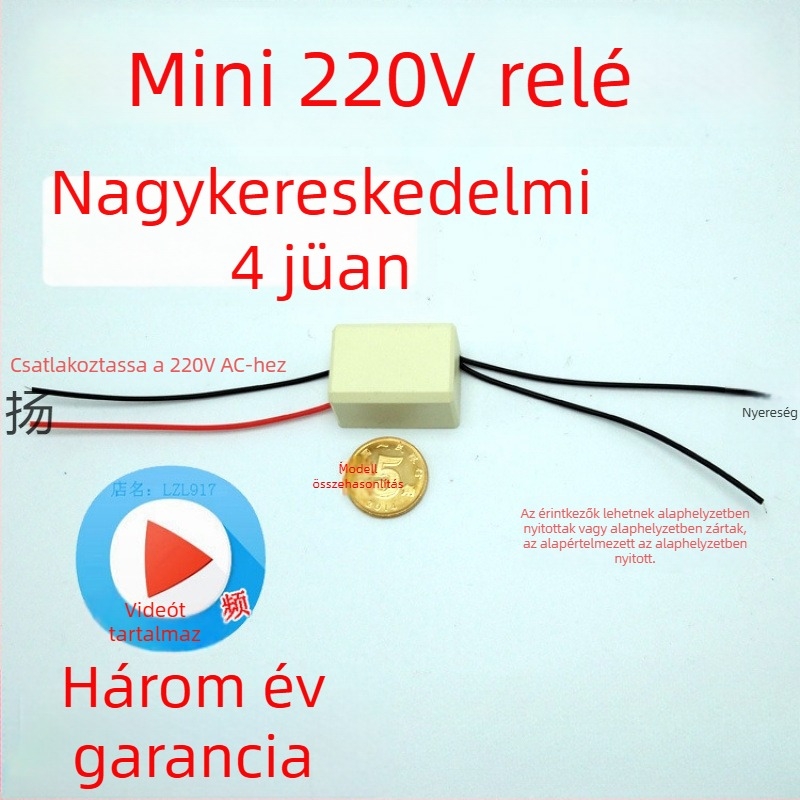 Kisméretű 220V AC-relé vezetékekkel